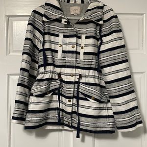 Women’s Loft Navy / White Striped Jacket, Size Small